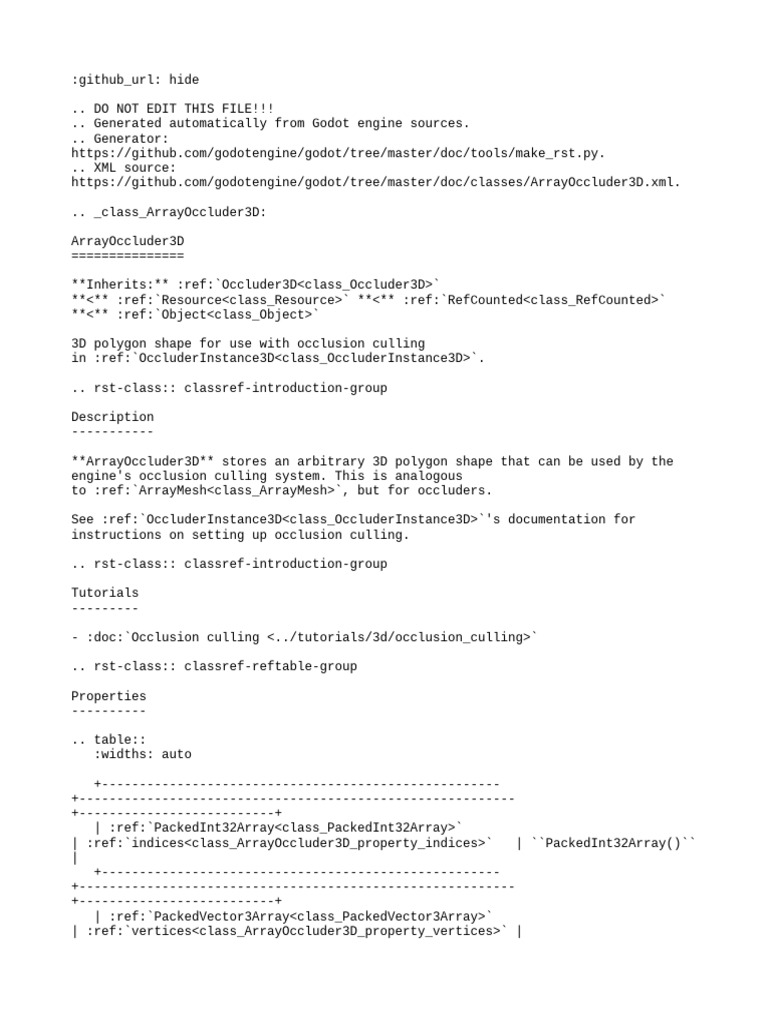 Class Arrayoccluder3d.rst | PDF | Computer Science | Software Engineering