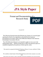 The APA Style Paper: Format and Documentation of A Research Study