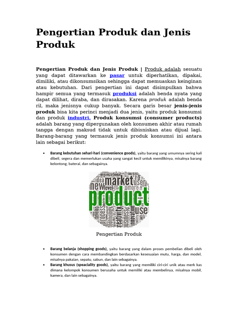 Pengertian Produk Dan Jenis Produk | PDF