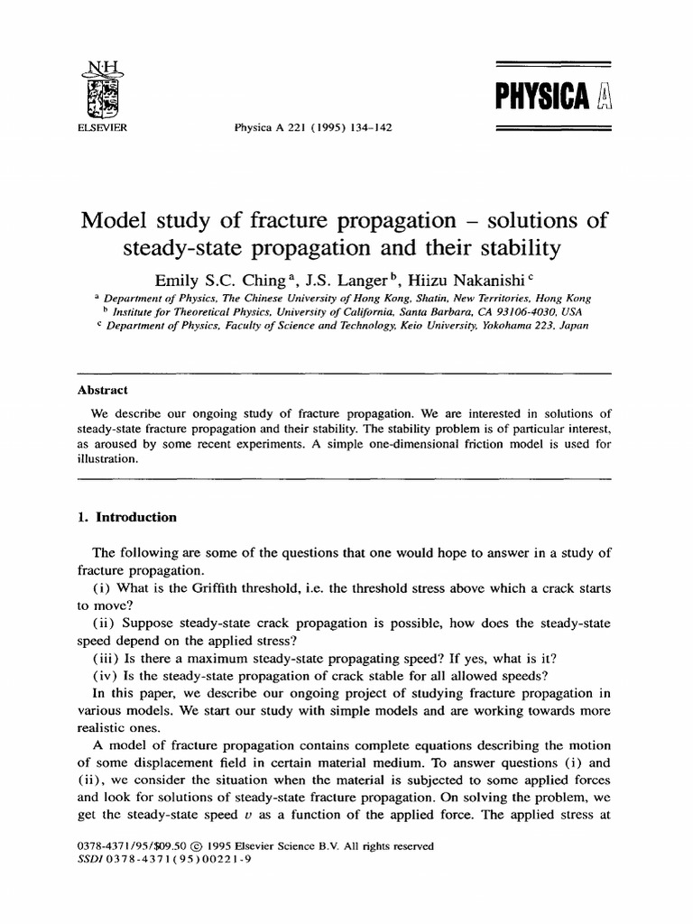 Model Study of Fracture Propagation - Solutions of Steady-State ...