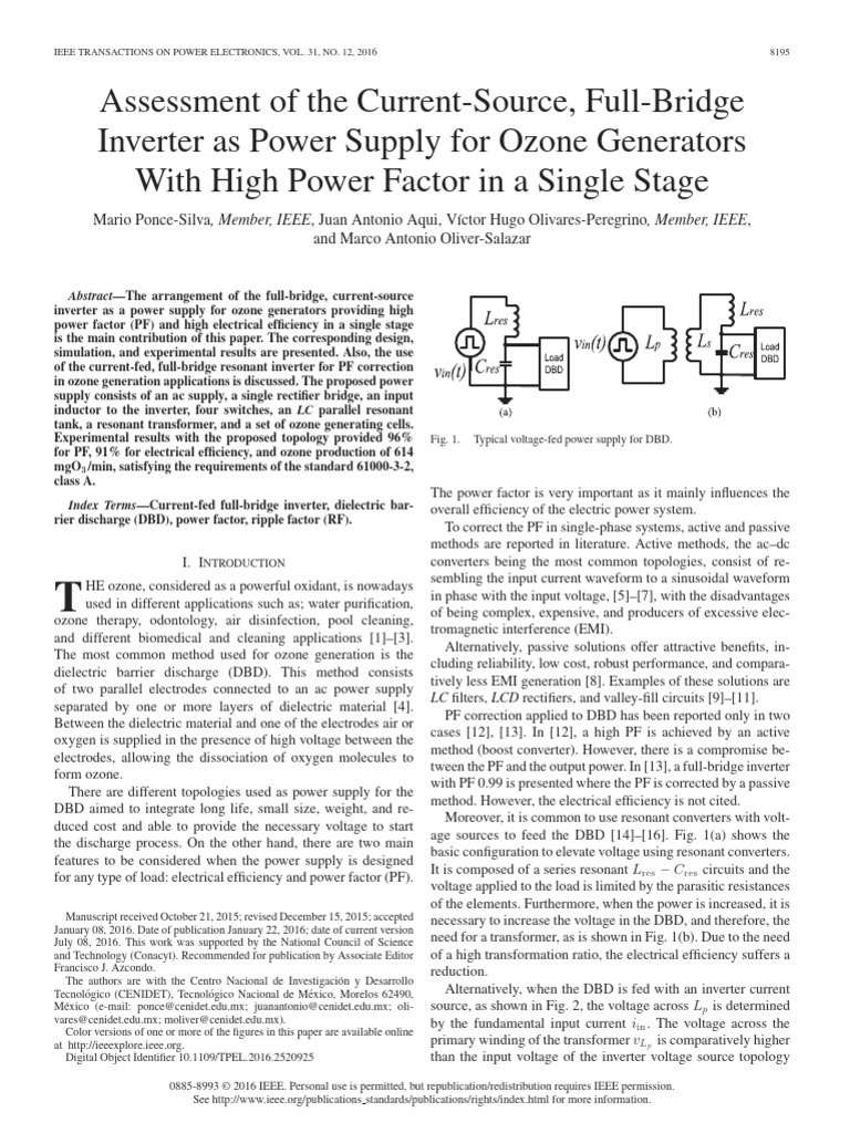 Current-Source Inverter for Ozone Generation | PDF | Power Inverter ...