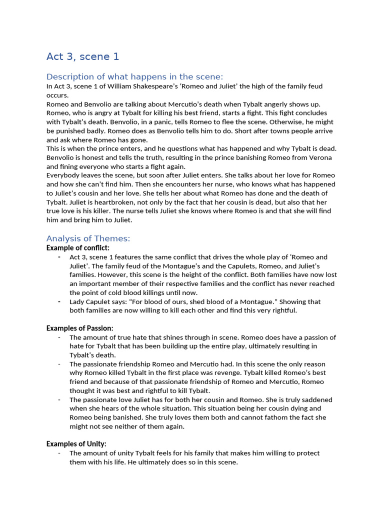 Shakespeare Analyse Act 3 Scene 1 | PDF | Characters In Romeo And ...