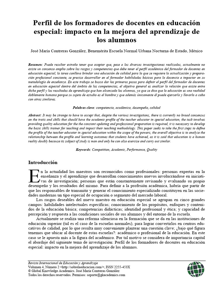 Perfil de Formadores en Educación Especial | PDF | Enseñando | Maestros