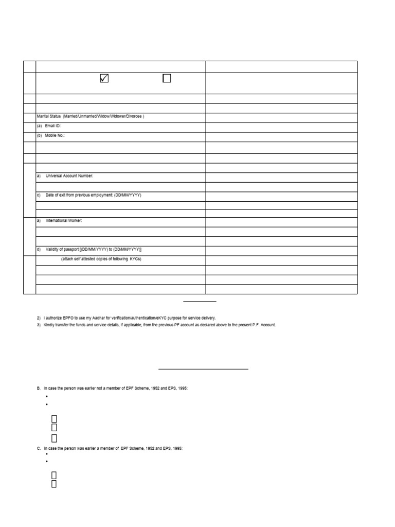 EPF Declaration Form No. 11 Template | PDF | Authentication ...