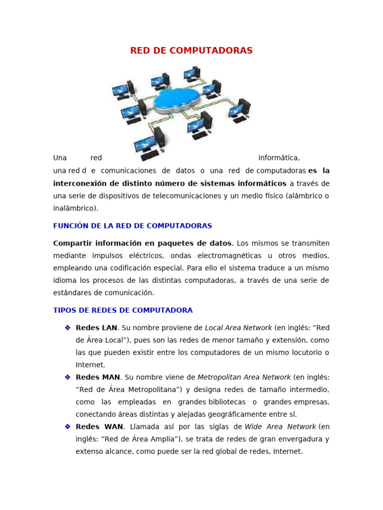 Tipos y Funciones de Redes de Computadoras | PDF