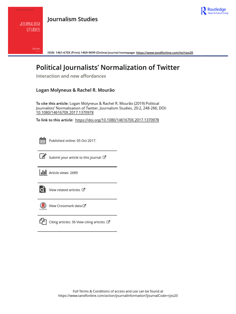 Molyneux 2019 Political Journalists Normalization | PDF | Social Media ...