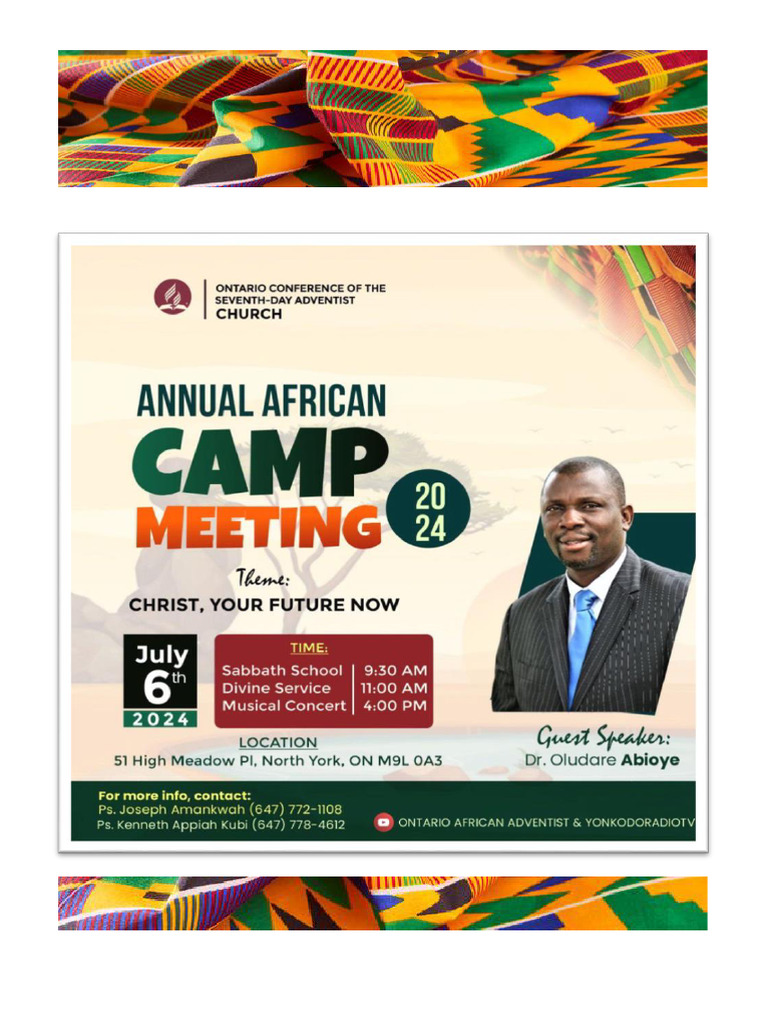 2024 African Camp Meeting - Program Outline - July 6 - QR Code | PDF ...