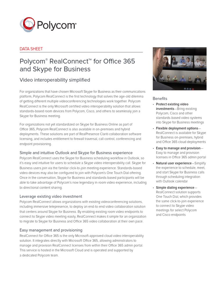 Polycomrealconnectforoffice 365 Andskypeforbus | PDF | Cloud Computing ...