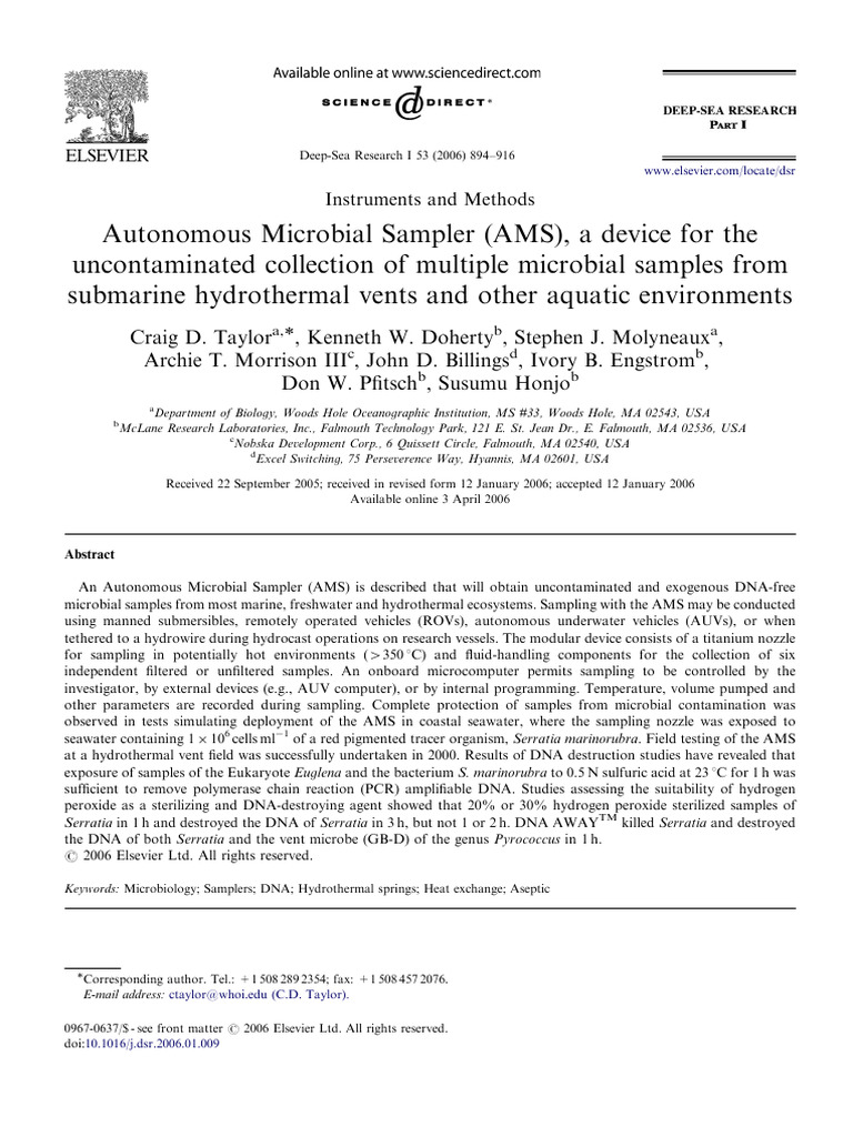 Autonomous Microbial Sampler - Taylor Et Al 2006 | PDF | Polymerase ...