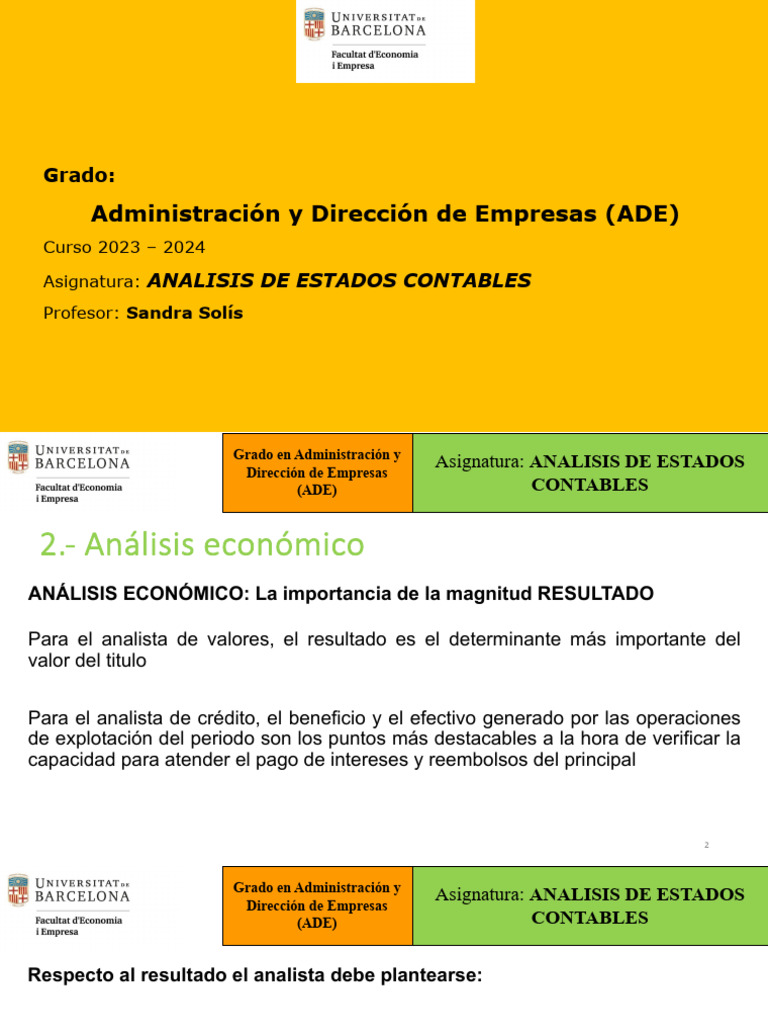 Análisis de Estados Contables en ADE | PDF | Margen bruto ...