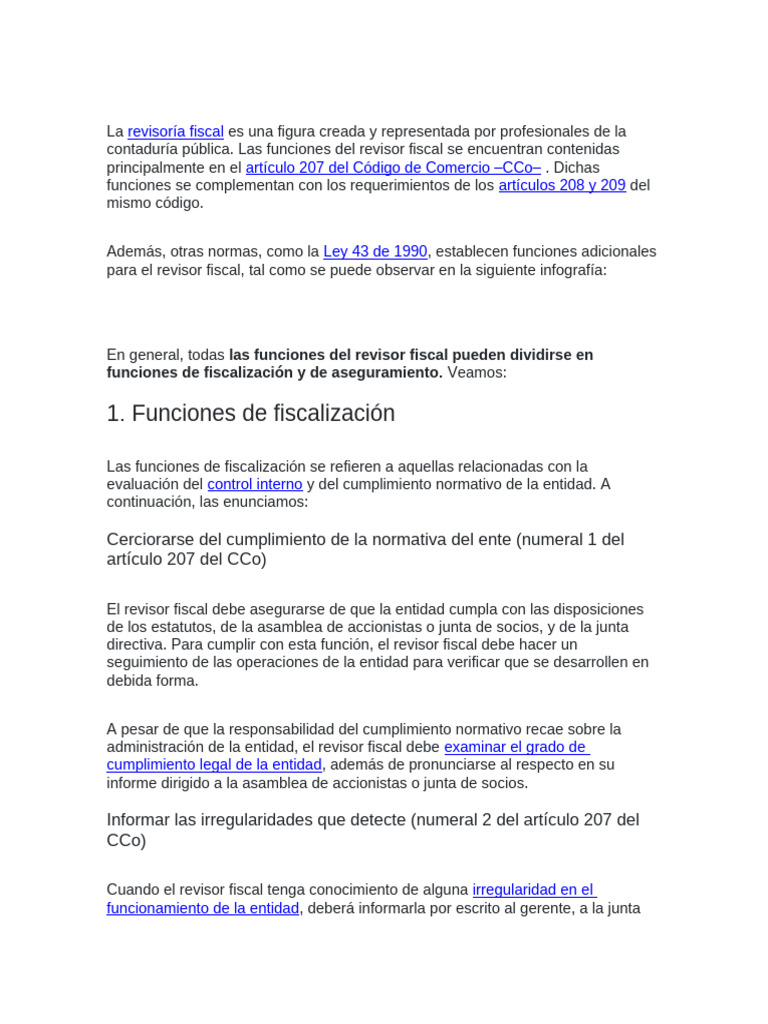 Funciones del Revisor Fiscal en Colombia | PDF | Contabilidad