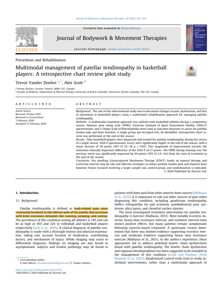 Multimodal Management of Patellar Tendinopathy in Basketball | PDF ...