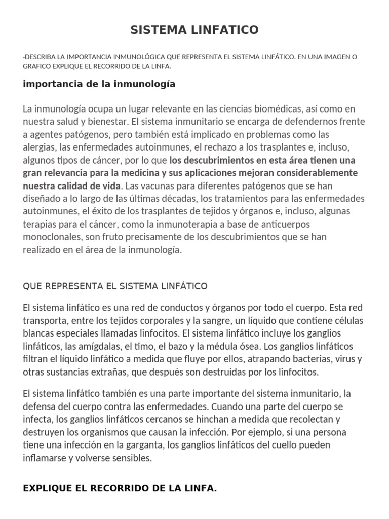 Sistema Linfatico Pdf Sistema Linfático Linfa
