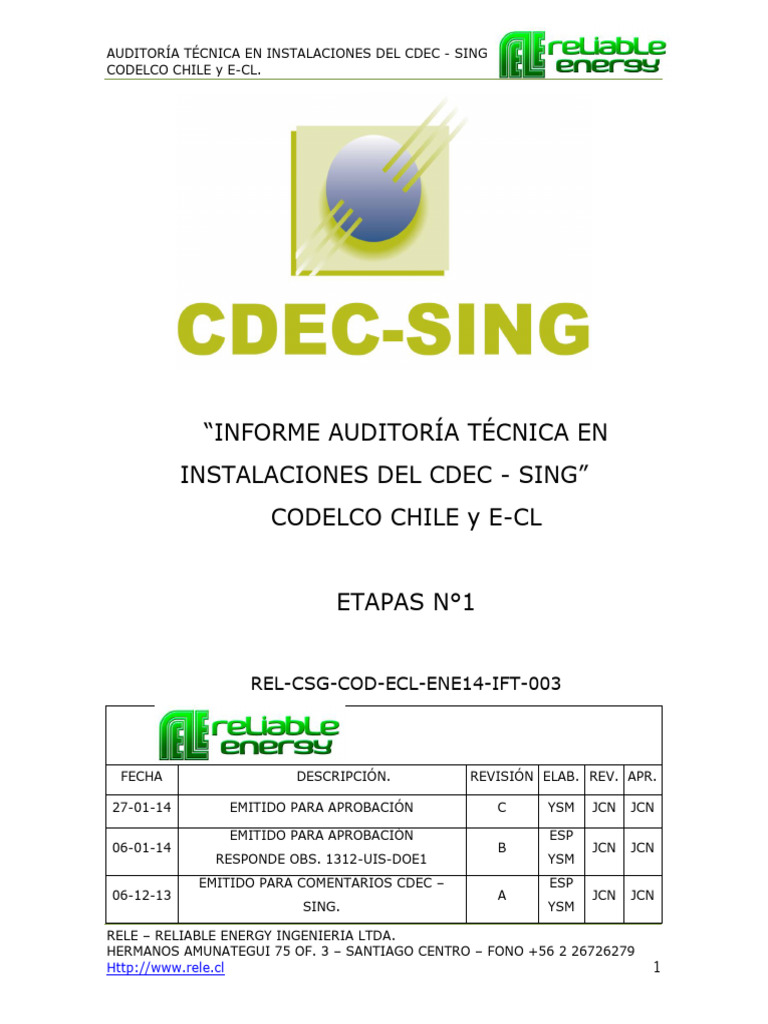 Informe de Auditoria Tecnica CDEC SING Etapa N 1 (1) (2) | PDF | Relé ...