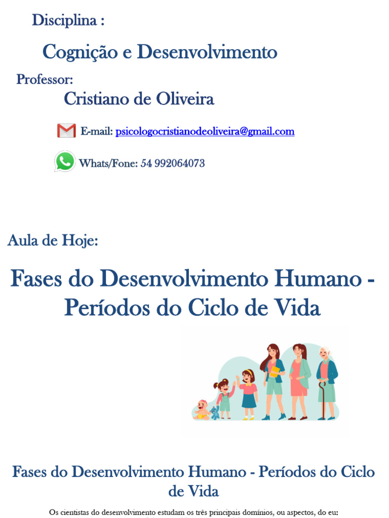 Fases Do Desenvolvimento Humano - Períodos Do Ciclo de Vida | PDF ...