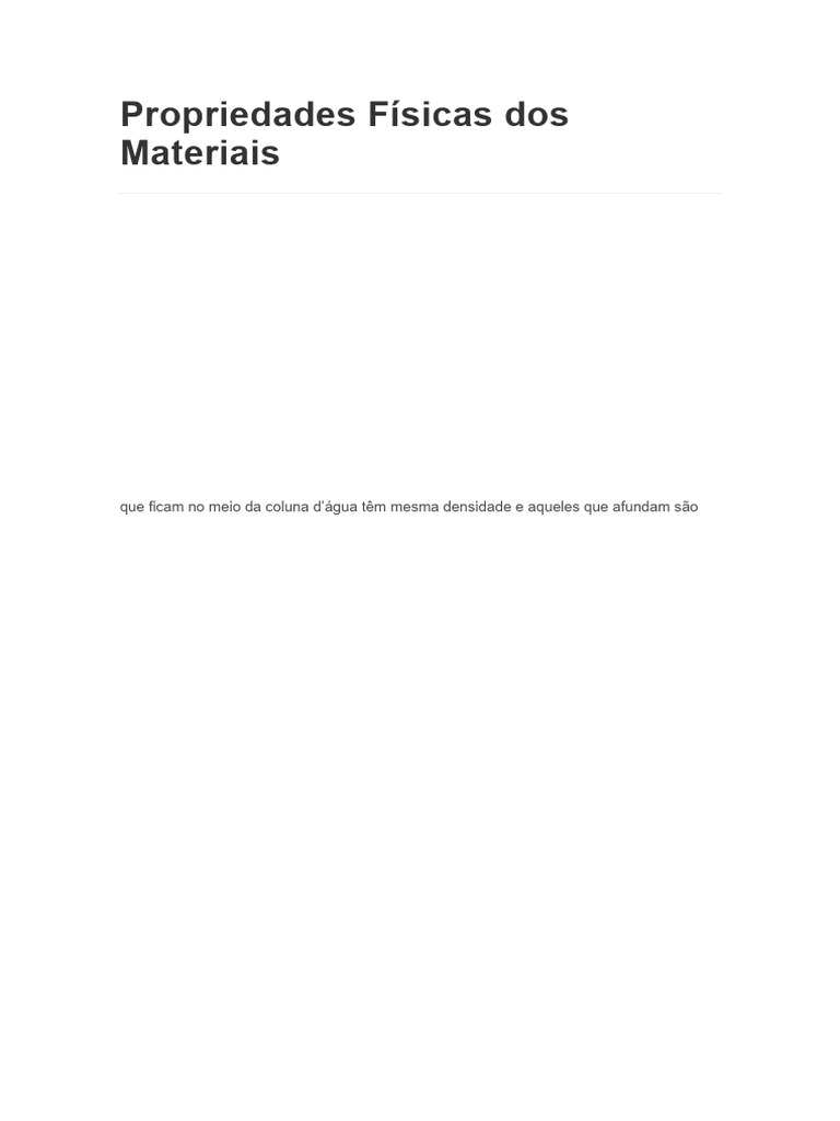 Propriedades Físicas dos Materiais | PDF | Matéria | Metais