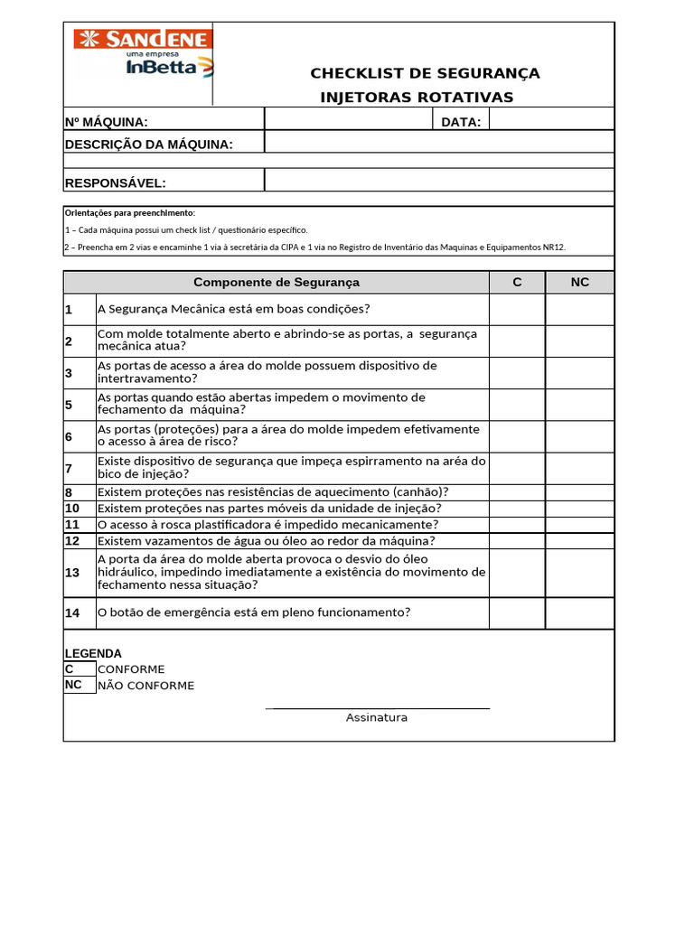 Check-List Injetora Rotativa | PDF