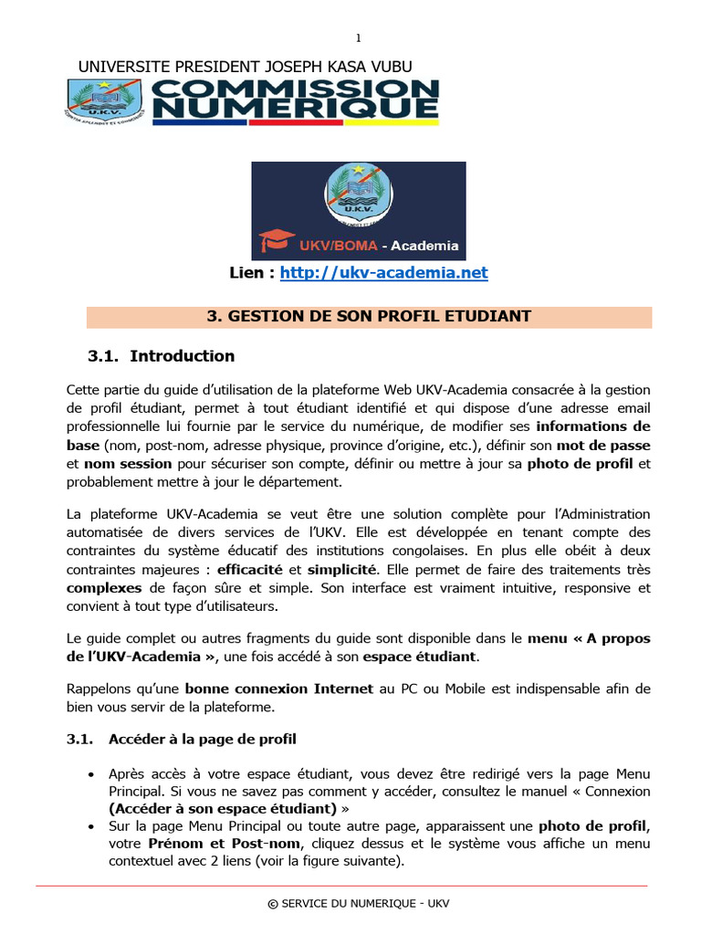 Gestion du Profil Étudiant UKV-Academia | PDF | Mot de passe | Informatique