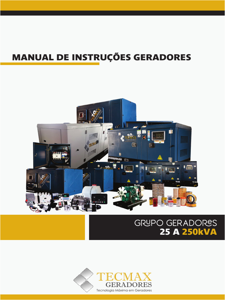 Manual de Instruções Geradores Tecmax | PDF | Motores | Turbocompressor