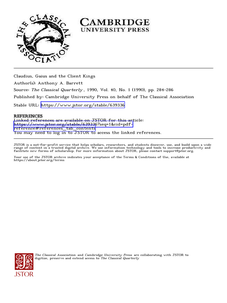 Claudius and the Client Kings Analysis | PDF | Ancient Rome