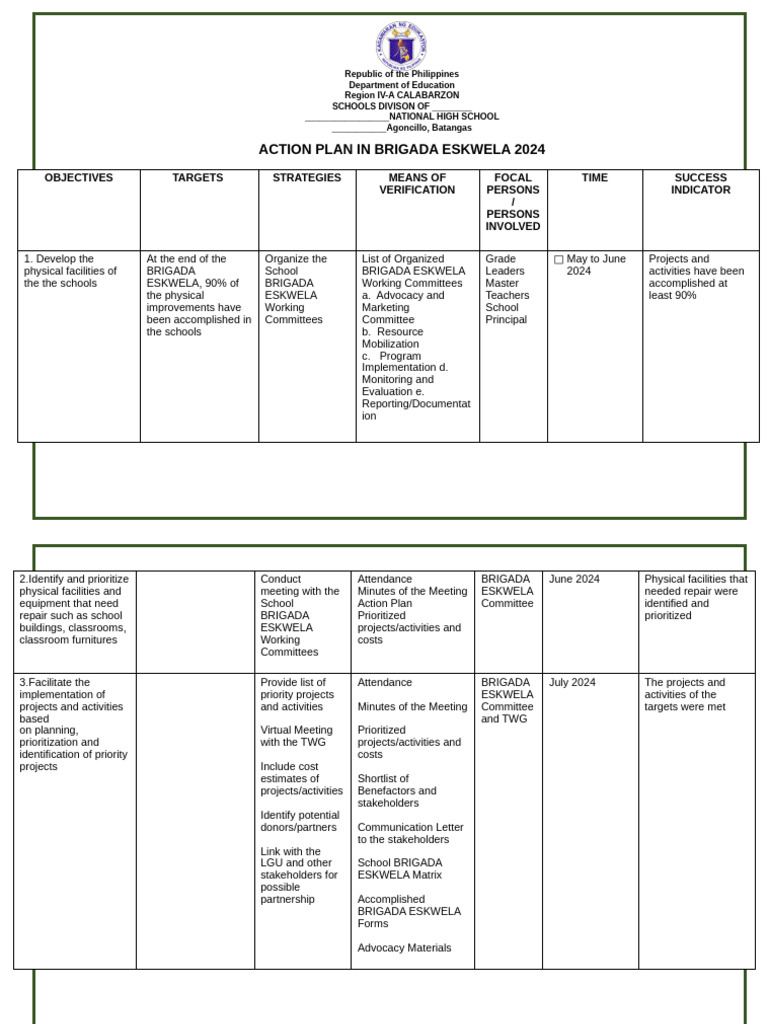 Be Action Plan | PDF