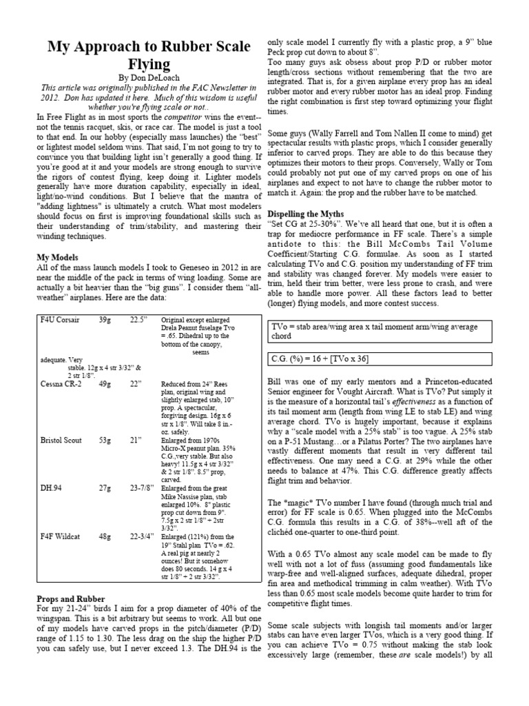 Rubber Scale Flying by Deloach | PDF | Center Of Mass | Aerospace