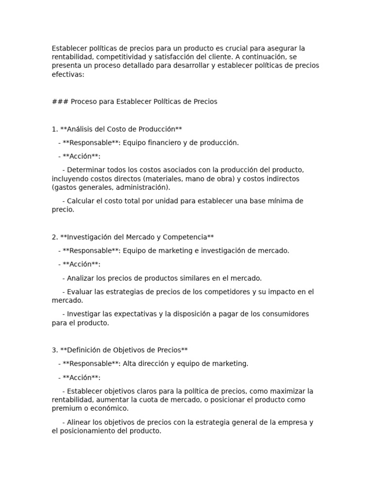 Establecer Políticas de Precios | PDF | Marketing | Mercado (economía)
