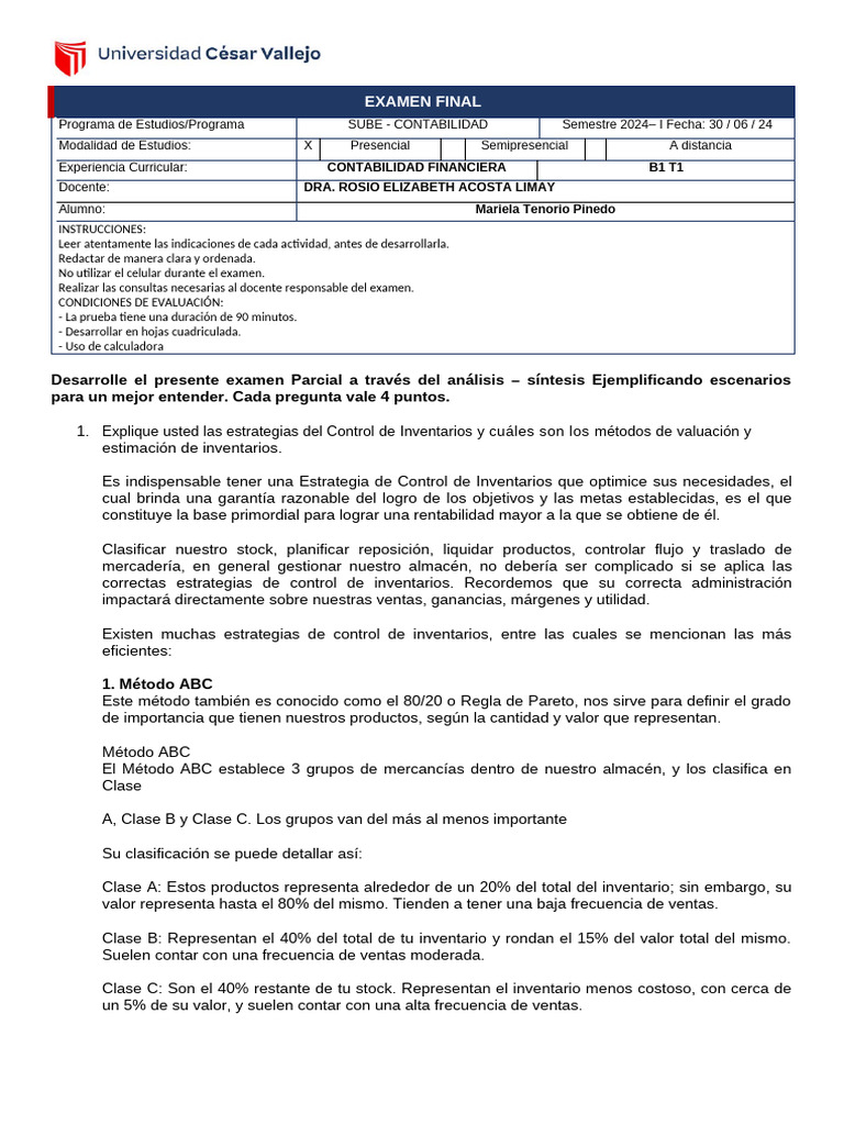Examen Final Contabilidad Financiera 1 Pdf Cuentas Por Pagar