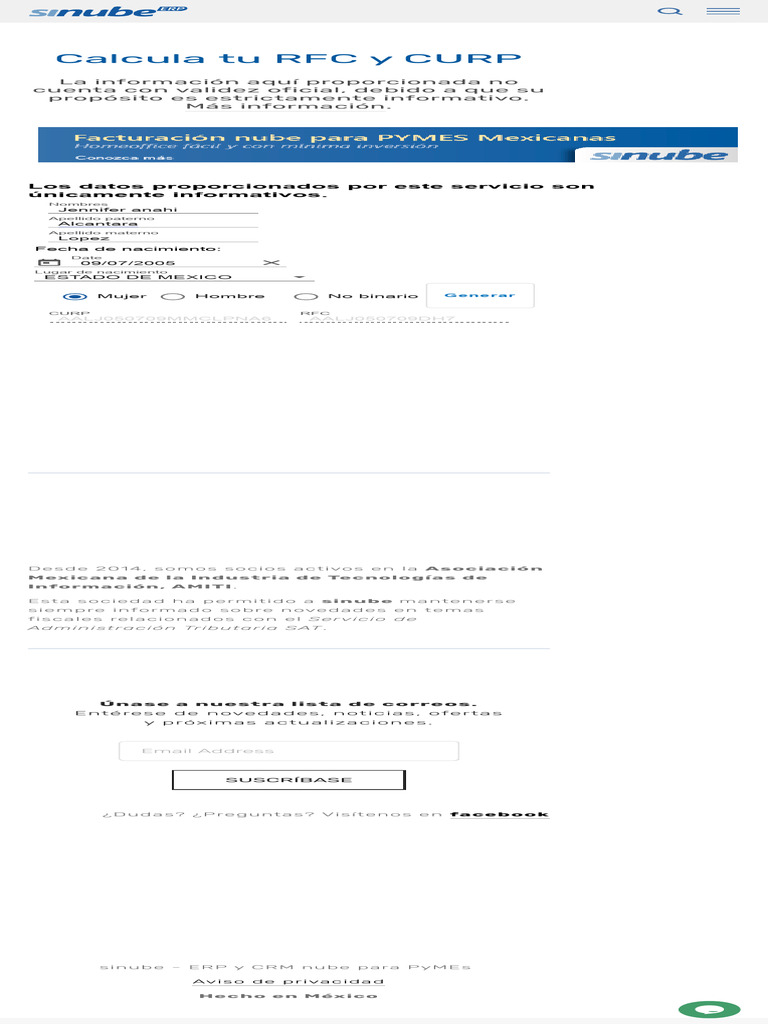 Calcula tu rfc y curp sinube pdf