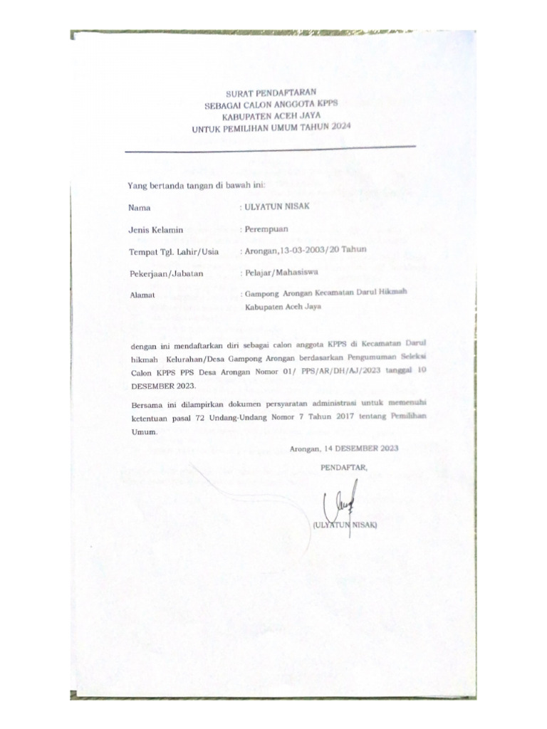 Surat Pendaftaran Pdf