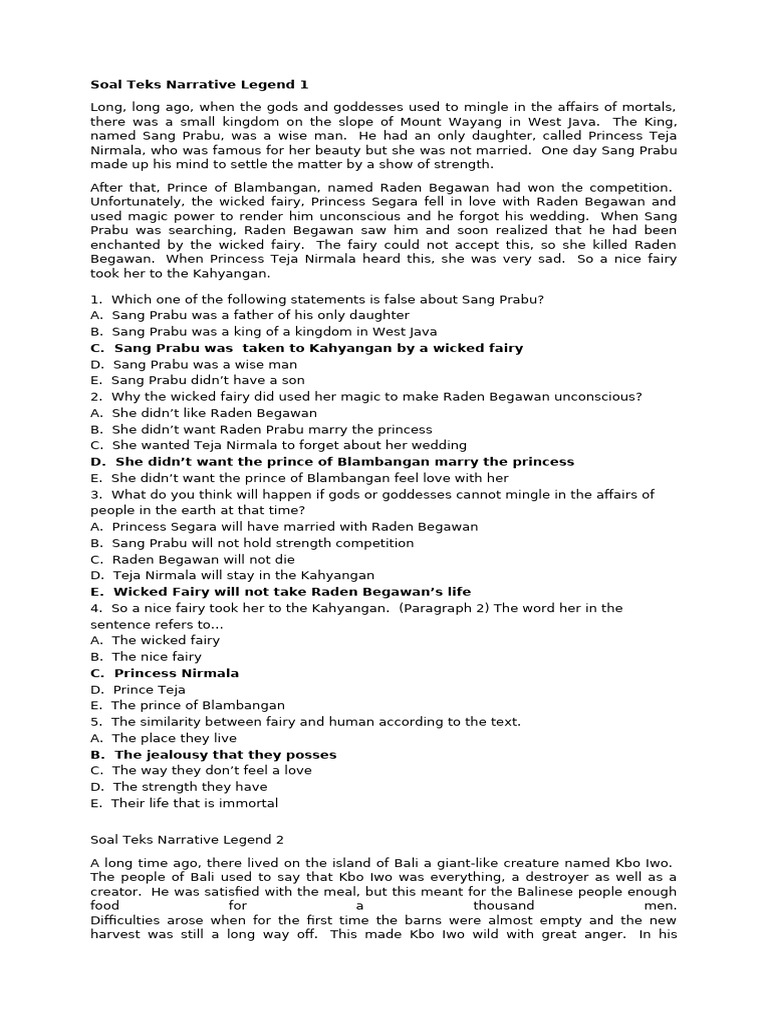 Soal Teks Narrative Pdf Religion Spirituality Poetry
