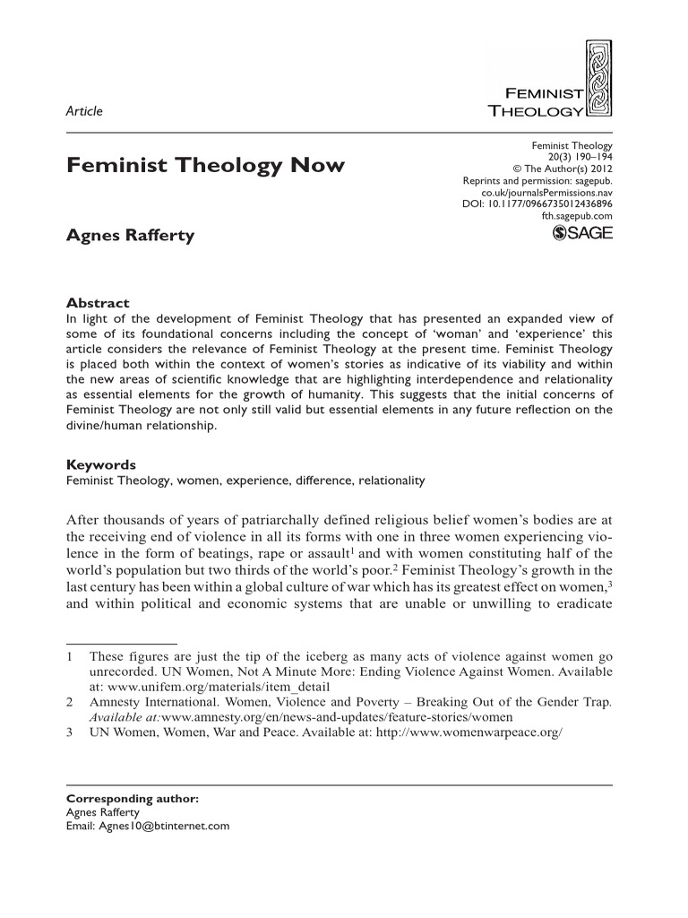Raffaerty - Feminist Theology Now | PDF | Feminism | Gender Studies