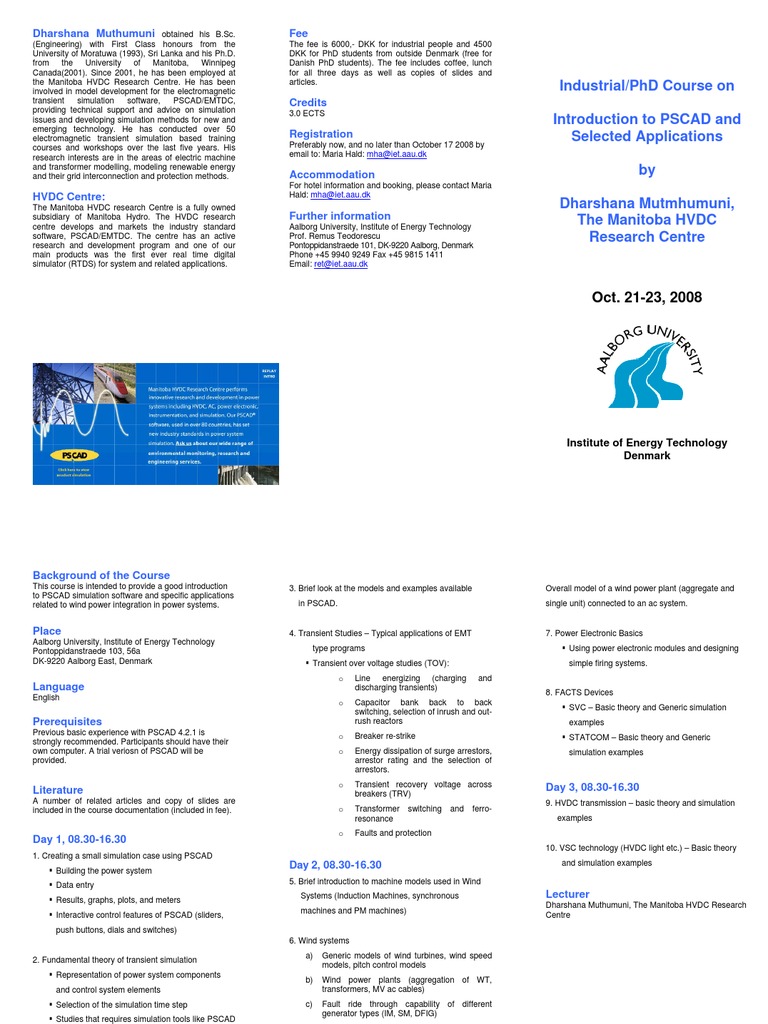PSCAD Training Course Overview | PDF | Electric Power System | Power ...