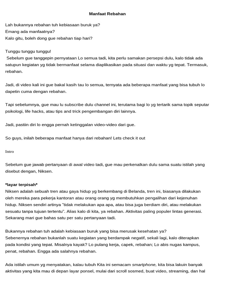 Manfaat Rebahan untuk Kesehatan Mental | PDF | Pengembangan Diri