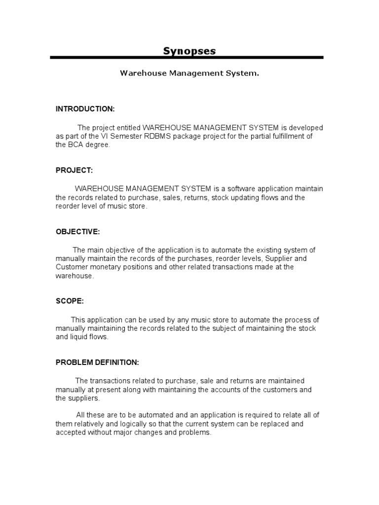 Warehouse Management System Overview | PDF | Warehouse | Microsoft Access