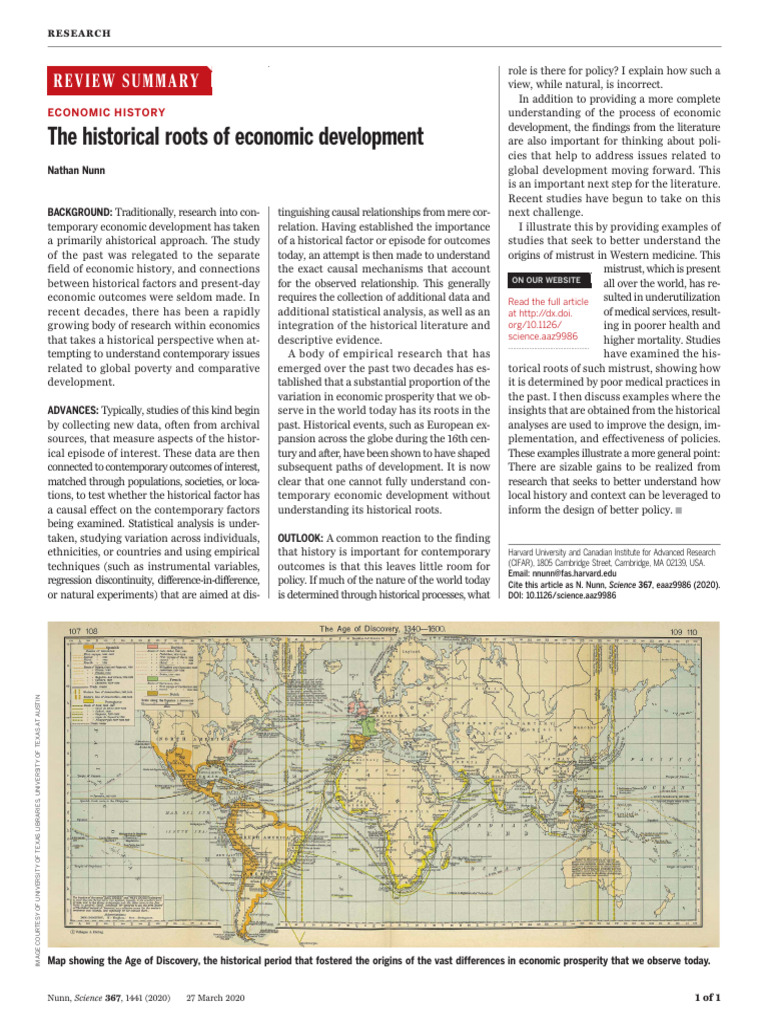 Historical Roots of Economic Development | PDF | Africa | Economic Growth