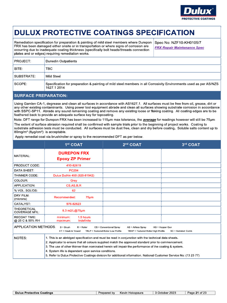 FRX Repair Spec | PDF
