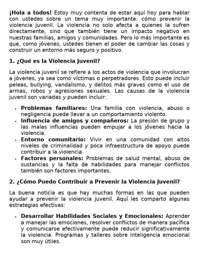 Prevencion de Violencia Juvenil | PDF | Violencia | Las emociones