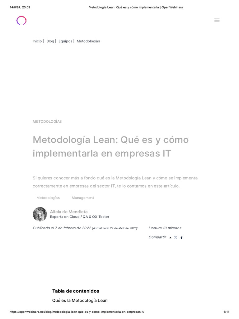 Implementación de Metodología Lean en IT | PDF | Lean Manufacturing ...