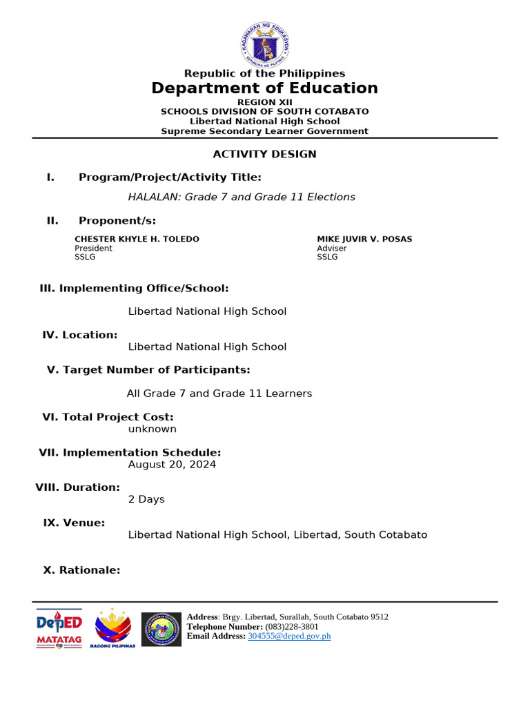 Halalan Elections for Grades 7 & 11 | PDF | Lunch | Meal