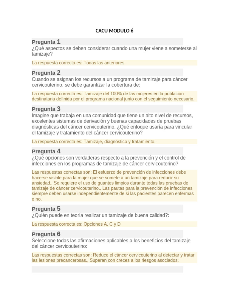 Cacu Modulo 6 | PDF | Cáncer de cuello uterino | Cáncer