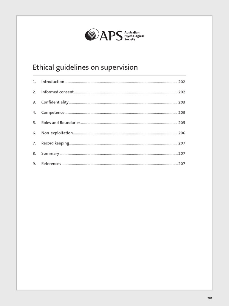 Ethical Guidelines for Supervision in Psychology | PDF | Psychologist ...