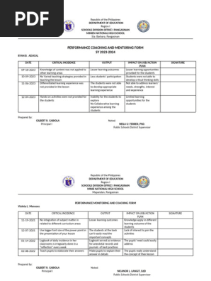 Coaching and Mentoring Form