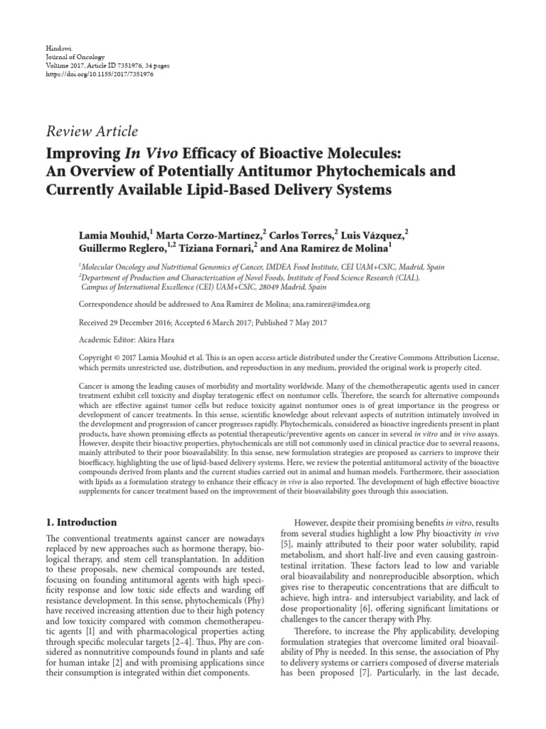 Improving in Vivo Efficacy of Bioactive Molecules | PDF | Polyphenol ...
