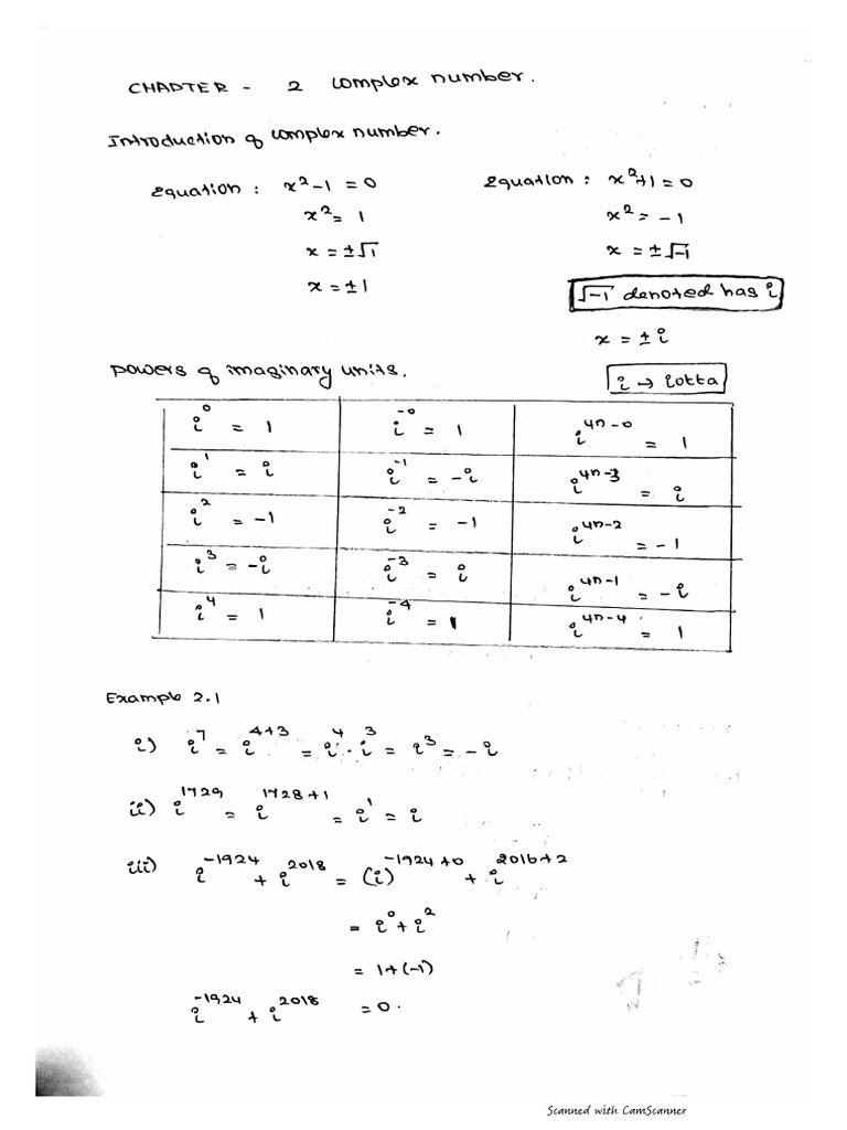 Complex number pdf