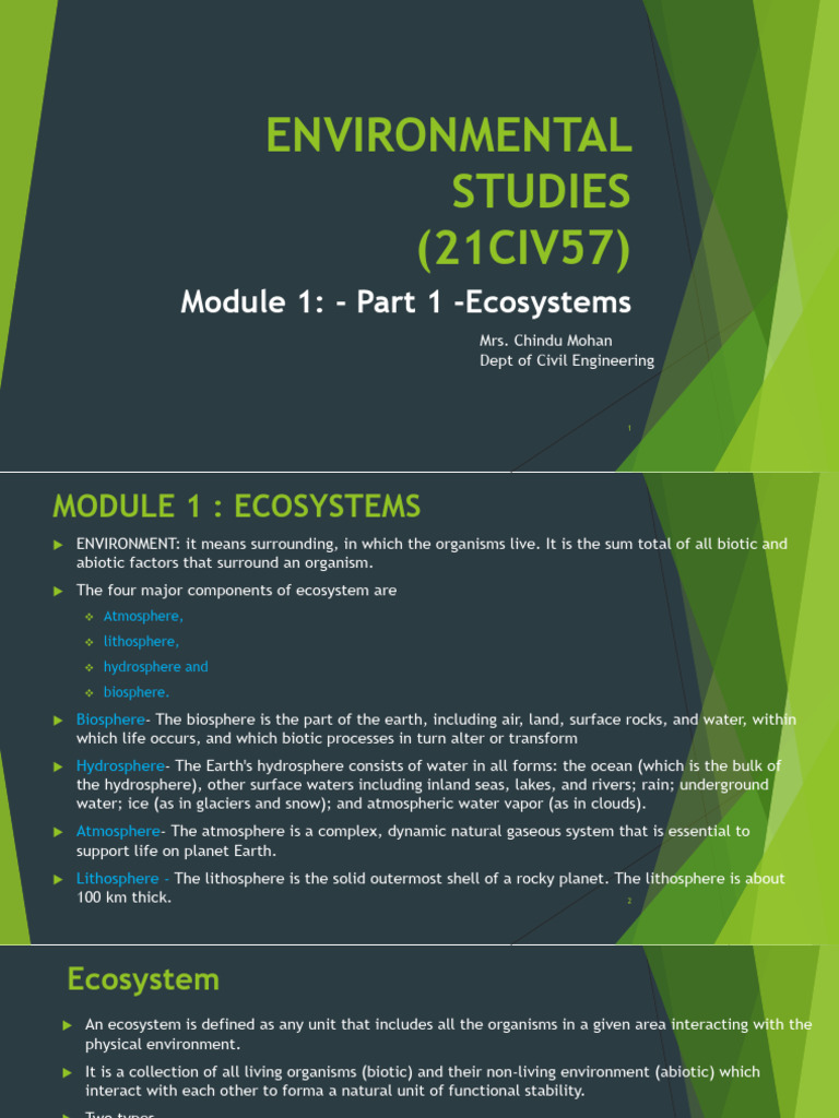 Environmental Studies-Module 1-Ecosystems | PDF | Food Web | Ecosystem