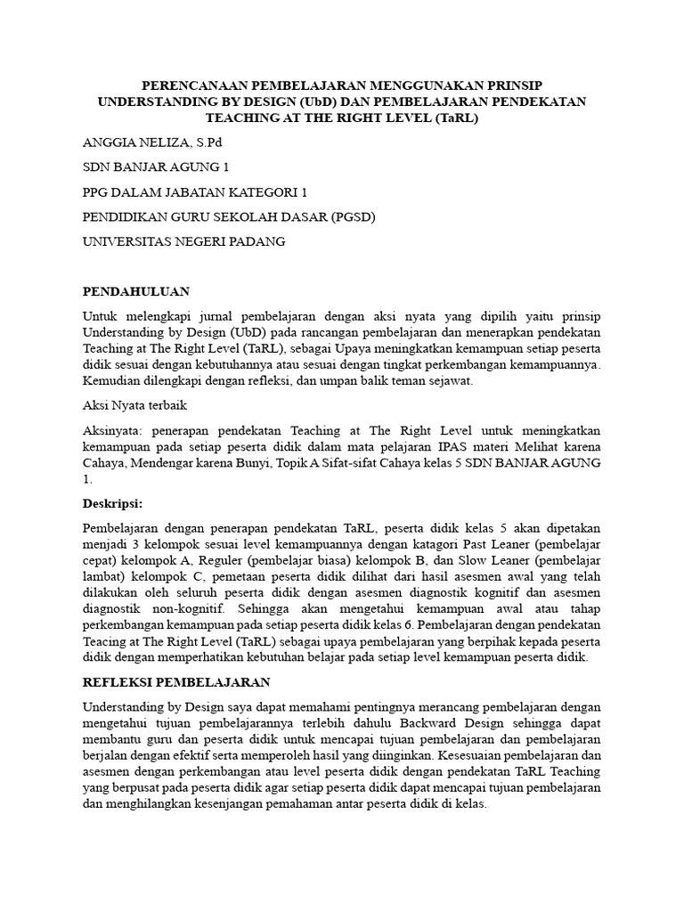 jurnal pengajaran siswa sekolah dasar