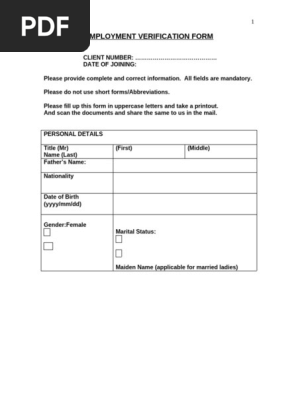 Employee Verification Form