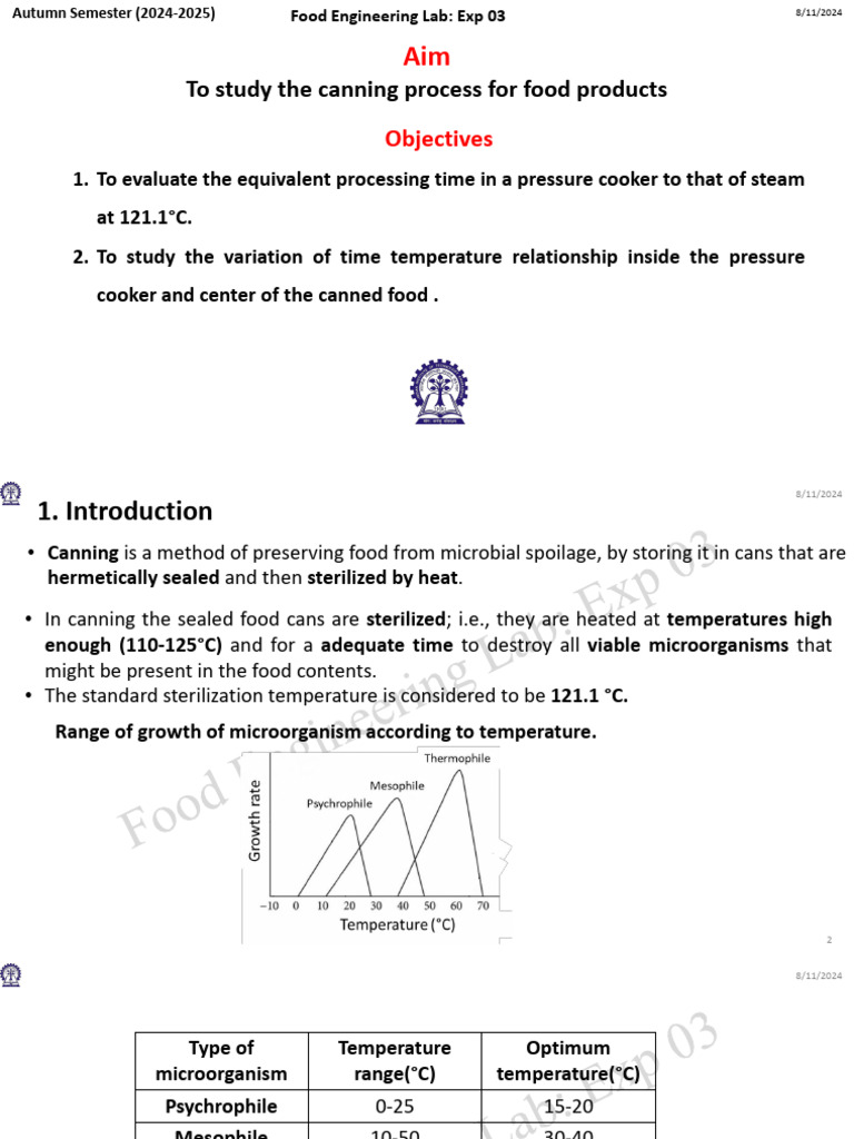 Canning Process in Food Engineering Lab | PDF | Food Preservation | Canning