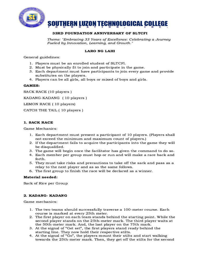 Laro NG Lahi Guidelines 1 | PDF | Sports & Recreation
